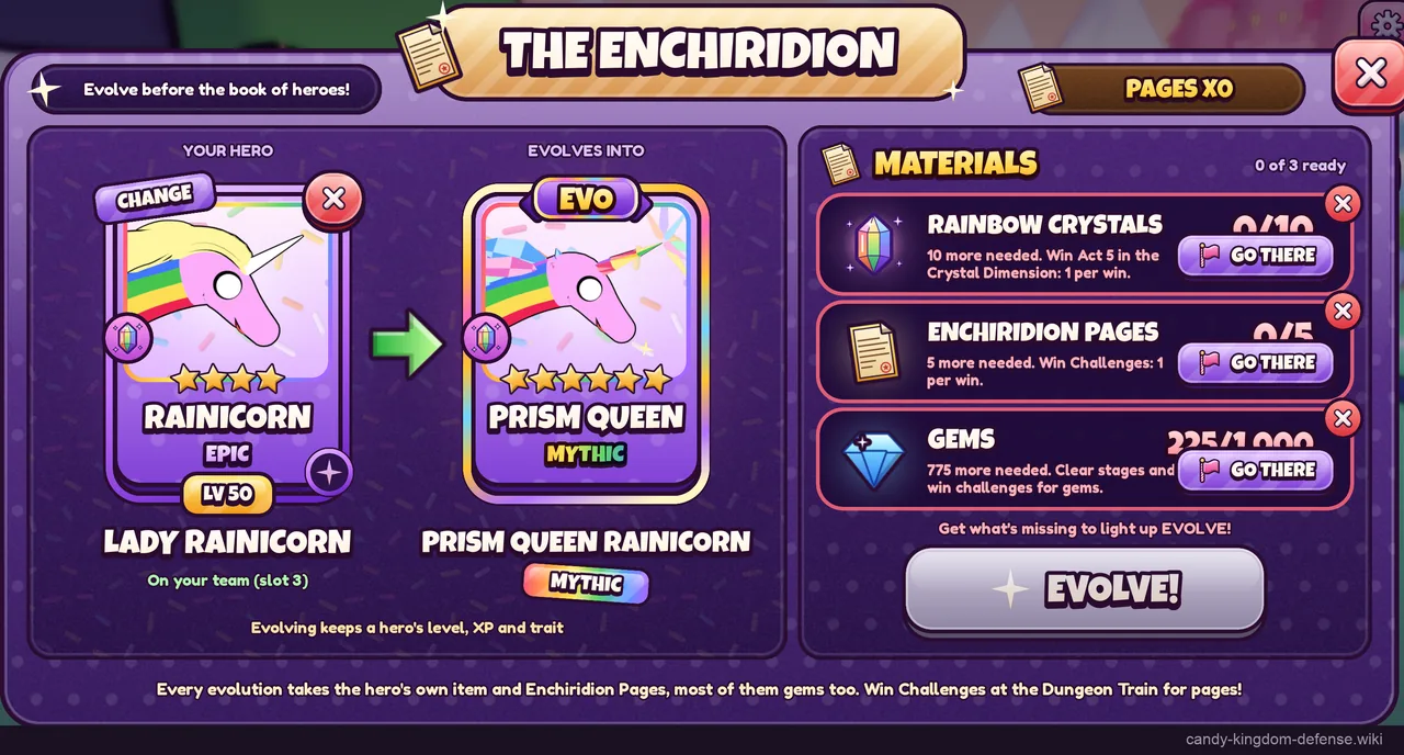 Lady Rainicorn evolution recipe toward Prism Queen Rainicorn
