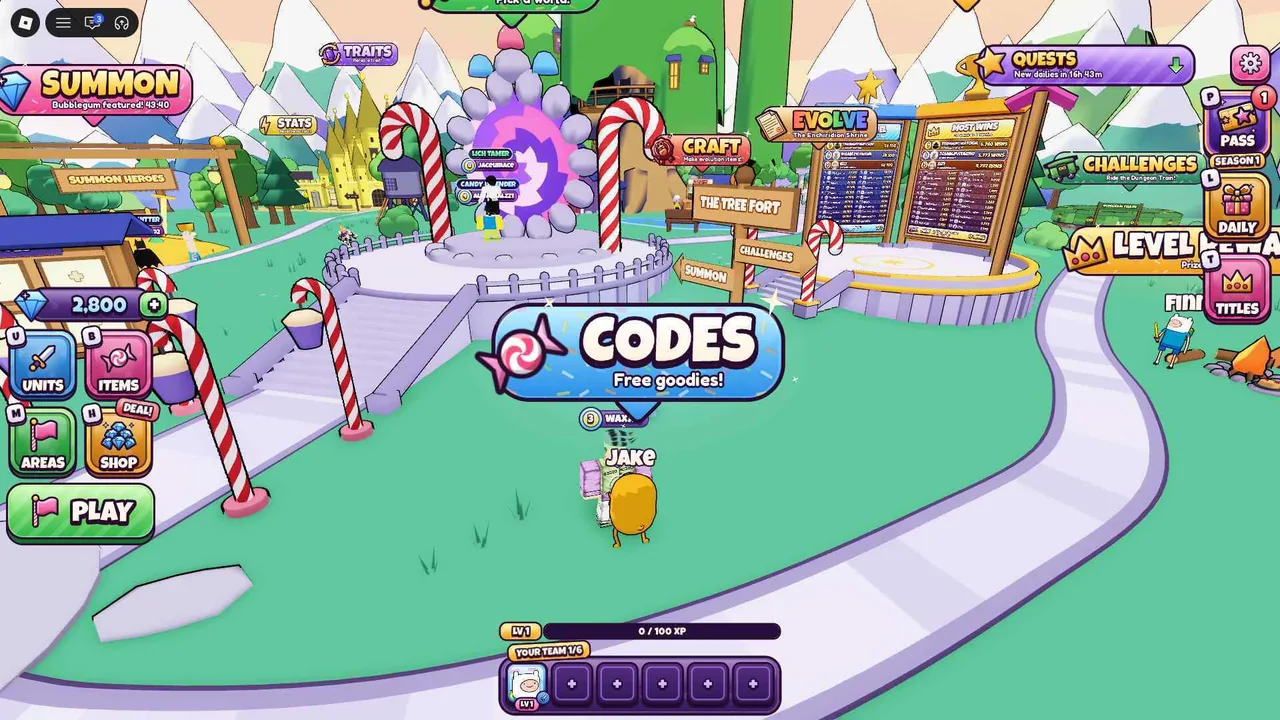 Tree Fort hub signs for CODES, SUMMON, EVOLVE and CHALLENGES