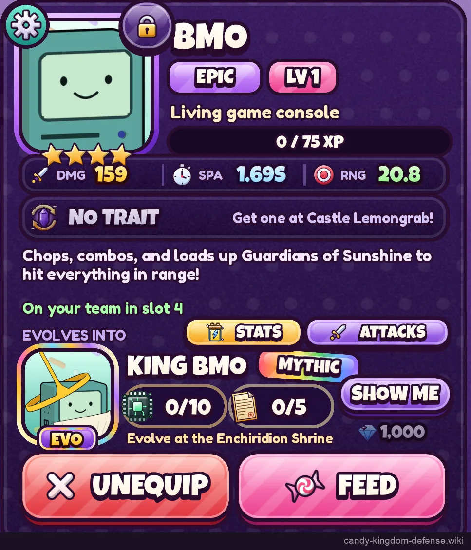 BMO unit panel from a gameplay screenshot